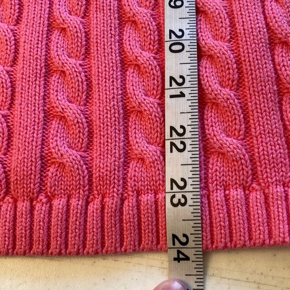 L.L. Bean Pink Cable-Knit Zip-Up  Cardigan Sweater - Picture 7 of 7
